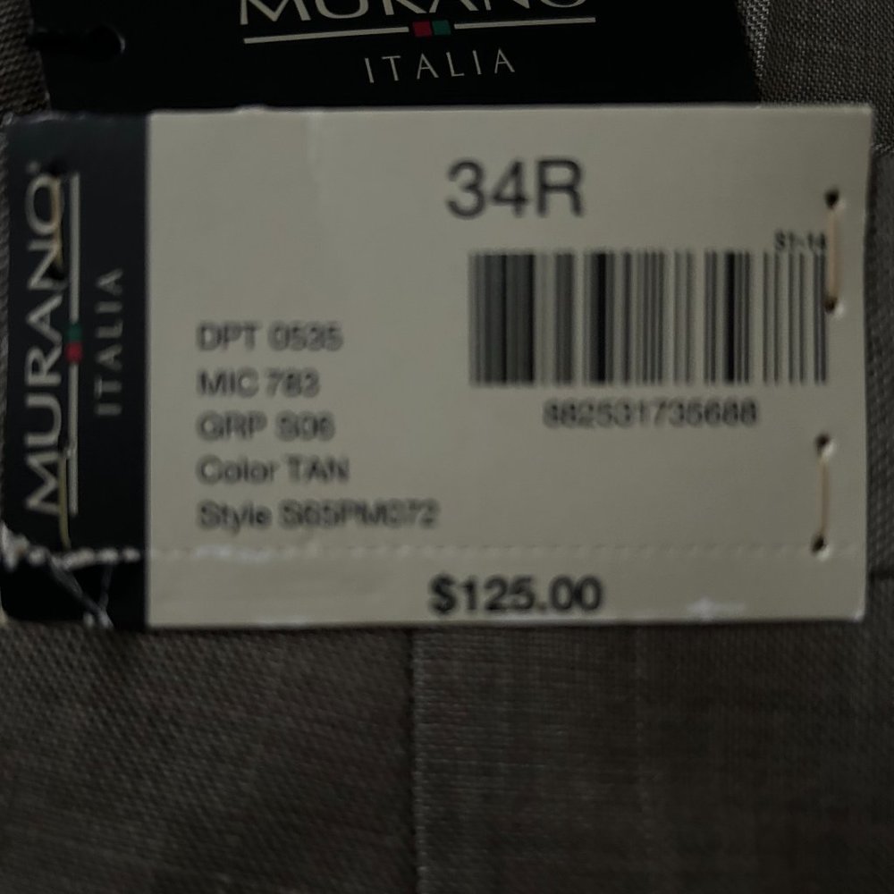 Murano 100% Wool Men's Pants 34R